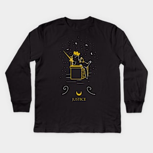 Justice - Tarot Cats Kids Long Sleeve T-Shirt